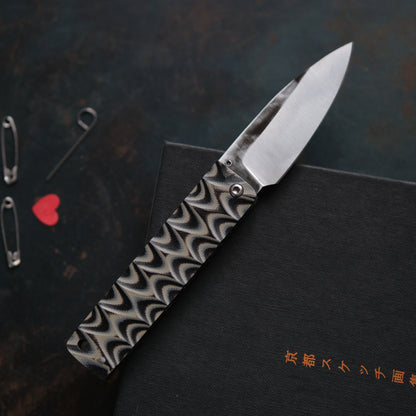 YOBO • COUTEAU PLIANT NOIR MARBRÉ BEIGE