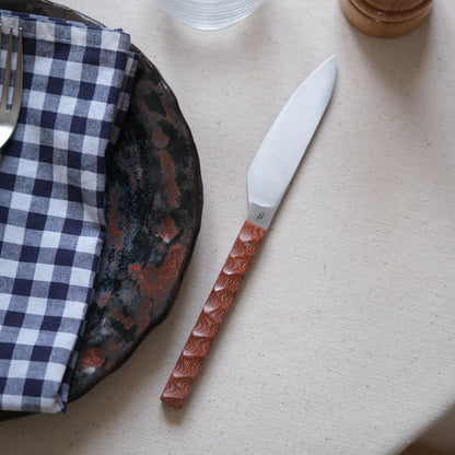 SIKSA • COFFRET DE COUTEAUX DE TABLE MICARTA BRUN TEXTURÉ