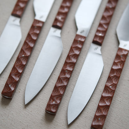 SIKSA • COFFRET DE COUTEAUX DE TABLE MICARTA BRUN TEXTURÉ