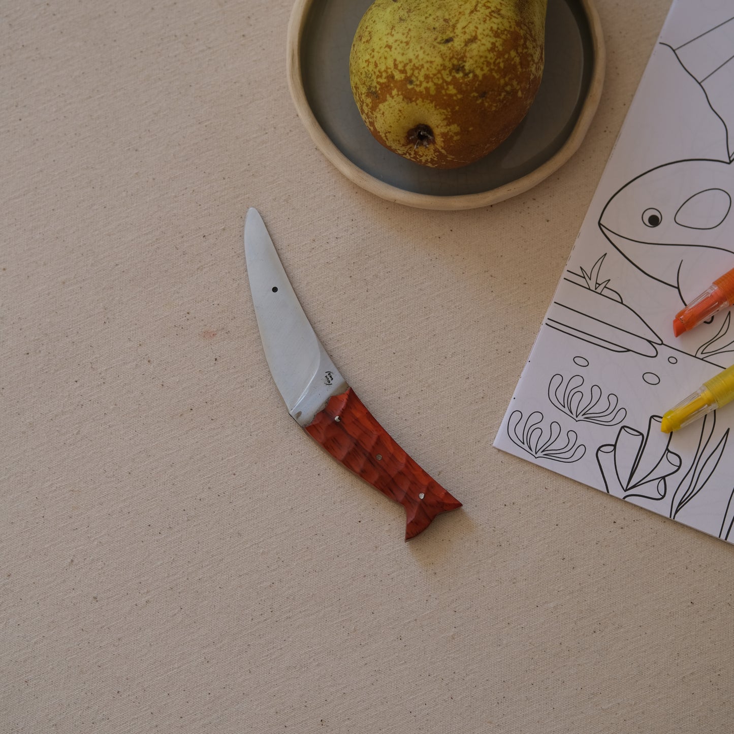 POISSON • Couteau enfant padouk & chêne