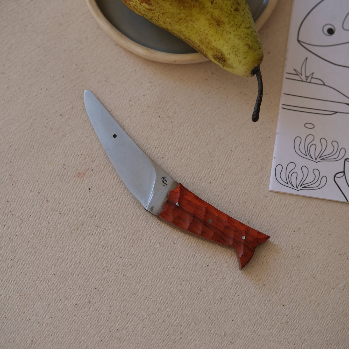 POISSON • Couteau enfant padouk & chêne