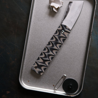 CHINGU • COUTEAU DE POCHE MARBRÉ NOIR BEIGE